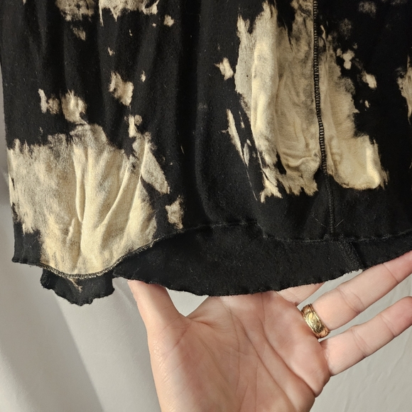 Paper Flower Trendy Tween Fashion Tie Dye V-Neck Long Sleeve Top - Egret Black - Picture 9 of 10